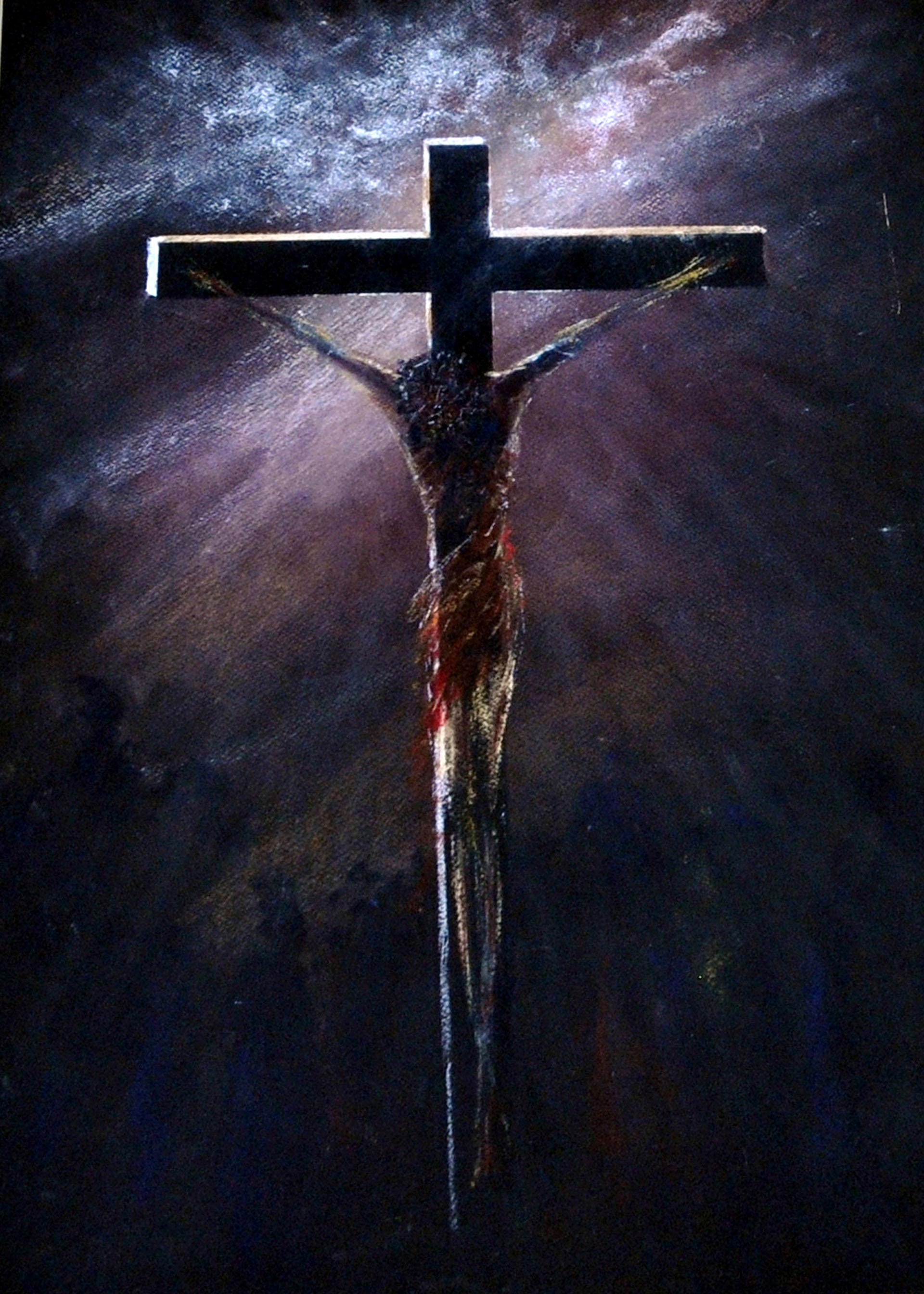 Stjepan Katić Isus umire na križu pastel na papiru 70 50 cm